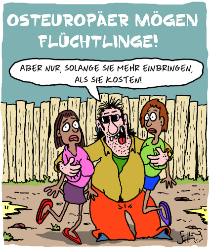 Cartoon: Aufnahmequoten (medium) by Karsten Schley tagged osteuropa,eu,flüchtlinge,aufnahmequoten,strafverfahren,rassismus,faschismus,extremismus,rechtsradikalismus,gesellschaft,politik,osteuropa,eu,flüchtlinge,aufnahmequoten,strafverfahren,rassismus,faschismus,extremismus,rechtsradikalismus,gesellschaft,politik