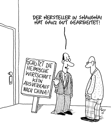 Cartoon: Ausverkauf (medium) by Karsten Schley tagged handel,wirtschaft,politik,business,china,eu,handelskriege,import,export,kosten,ausverkauf,gesellschaft,handel,wirtschaft,politik,business,china,eu,handelskriege,import,export,kosten,ausverkauf,gesellschaft