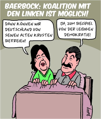 Cartoon: Baerbocks Koalition (medium) by Karsten Schley tagged linke,grüne,sozialismus,baerbock,demokratie,klima,politik,wahlen,freiheit,stalin,bürgerrechte,gesellschaft,deutschland,linke,grüne,sozialismus,baerbock,demokratie,klima,politik,wahlen,freiheit,stalin,bürgerrechte,gesellschaft,deutschland