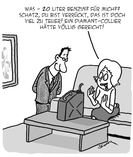 Cartoon: Benzin?! (medium) by Karsten Schley tagged spritpreise,geld,inflation,rohölpreise,geschenke,teuerung,benzin,männer,frauen,liebe,beziehungen,gesellschaft,spritpreise,geld,inflation,rohölpreise,geschenke,teuerung,benzin,männer,frauen,liebe,beziehungen,gesellschaft