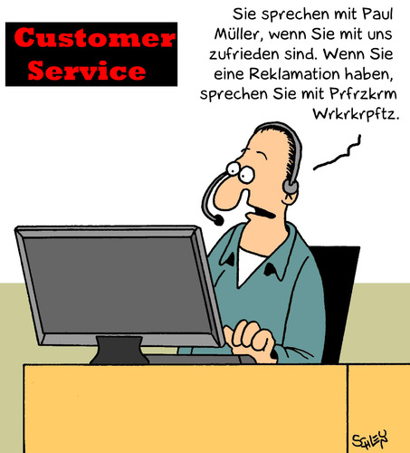 Cartoon: Beschwerde (medium) by Karsten Schley tagged wirtschaft,geld,gesellschaft,kundenservice,kunden,wirtschaft,gesellschaft,kundenservice,kunden
