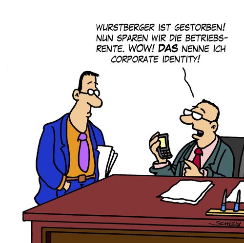 Cartoon: Betriebsrente (medium) by Karsten Schley tagged arbeitgeber,arbeitnehmer,rente,pension,betriebsrente,wirtschaft,geld,business,jobs,arbeitgeber,arbeitnehmer,rente,pension,betriebsrente,wirtschaft,geld,business,jobs