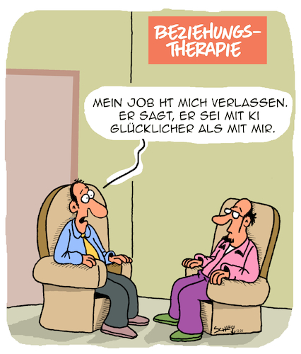 Cartoon: Beziehungskiste (medium) by Karsten Schley tagged beziehungen,therapie,therapeuten,patienten,jobs,wirtschaft,arbeit,arbeitgeber,arbeitnehmer,ki,fortschritt,forschung,technik,computer,medien,kommunikation,gesellschaft,beziehungen,therapie,therapeuten,patienten,jobs,wirtschaft,arbeit,arbeitgeber,arbeitnehmer,ki,fortschritt,forschung,technik,computer,medien,kommunikation,gesellschaft