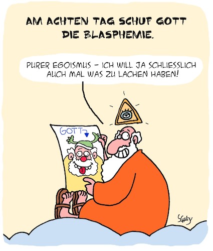 Cartoon: Blasphemie!! (medium) by Karsten Schley tagged religion,christentum,judentum,islam,buddhismus,blasphemie,gott,humor,karikaturen,gesellschaft,religion,christentum,judentum,islam,buddhismus,blasphemie,gott,humor,karikaturen,gesellschaft