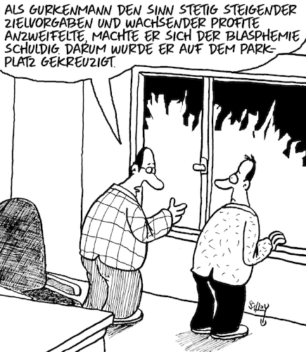 Cartoon: Blasphemie!! (medium) by Karsten Schley tagged wirtschaft,business,umsätze,zielvorgaben,profite,sales,wachstum,karriere,jobs,blasphemie,gesellschaft,wirtschaft,business,umsätze,zielvorgaben,profite,sales,wachstum,karriere,jobs,blasphemie,gesellschaft