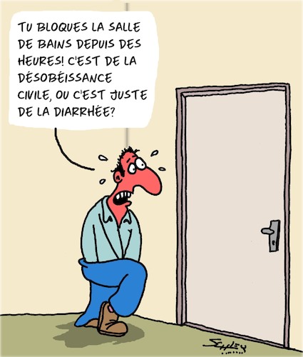 Cartoon: Blocages (medium) by Karsten Schley tagged climat,politique,diarrhee,environnement,extinction,rebellion,climat,politique,diarrhee,environnement,extinction,rebellion