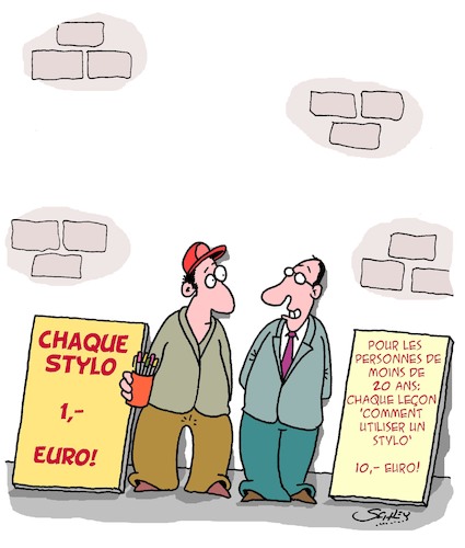 Cartoon: Bonne Offre (medium) by Karsten Schley tagged education,entreprises,technologie,vendeurs,professeurs,pedagogie,education,entreprises,technologie,vendeurs,professeurs,pedagogie