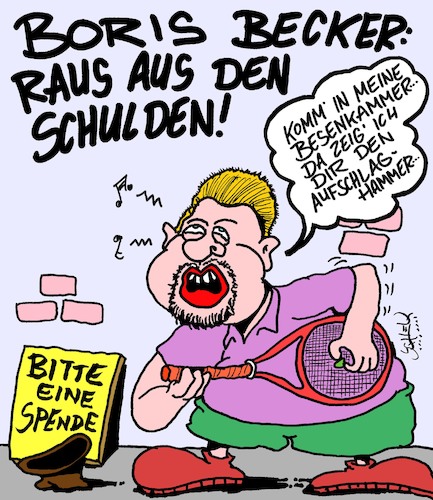 Cartoon: Boris Pleite (medium) by Karsten Schley tagged boris,becker,geld,pleite,ruhm,sport,tennis,business,wirtschaft,schulden,bankrott,jobs,arbeit,boris,becker,geld,pleite,ruhm,sport,tennis,business,wirtschaft,schulden,bankrott,jobs,arbeit