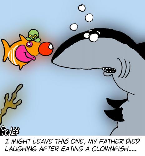 Cartoon: Clownfish (medium) by Karsten Schley tagged nature,fish,sharks