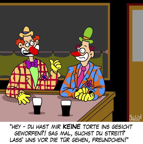 Cartoon: Clowns (medium) by Karsten Schley tagged bars,kneipen,gastronomie,trinken,alkohol,alkoholmissbrauch,alkoholsucht,konflikte,gewalt,clowns,freizeit,gesellschaft,deutschland,bars,kneipen,gastronomie,trinken,alkohol,alkoholmissbrauch,alkoholsucht,konflikte,gewalt,clowns,freizeit,gesellschaft,deutschland