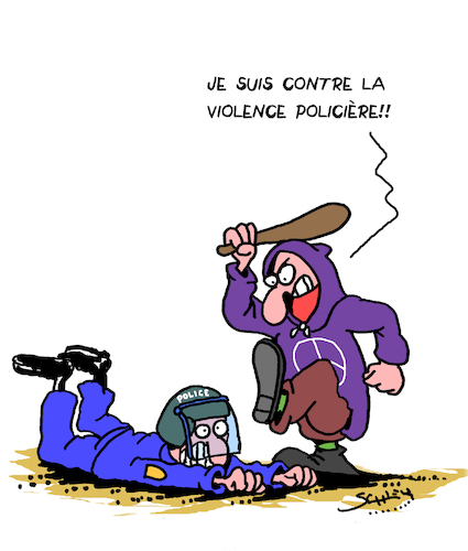 Cartoon: Contre Violence (medium) by Karsten Schley tagged violence,police,delinquance,demonstration,protester,violence,police,delinquance,demonstration,protester