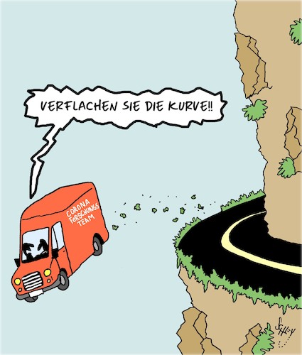 Cartoon: Corona - Die Kurve (medium) by Karsten Schley tagged corona,wissenschaft,forschung,politik,gesundheit,todesrate,gesellschaft,europa,corona,wissenschaft,forschung,politik,gesundheit,todesrate,gesellschaft,europa