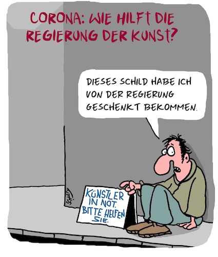 Cartoon: Corona und Kunst (medium) by Karsten Schley tagged corona,hilfe,wirtschaft,kultur,unterstützung,regierung,politik,kunst,künstler,künstlerinnen,einkommen,pleite,geld,gesellschaft,corona,hilfe,wirtschaft,kultur,unterstützung,regierung,politik,kunst,künstler,künstlerinnen,einkommen,pleite,geld,gesellschaft