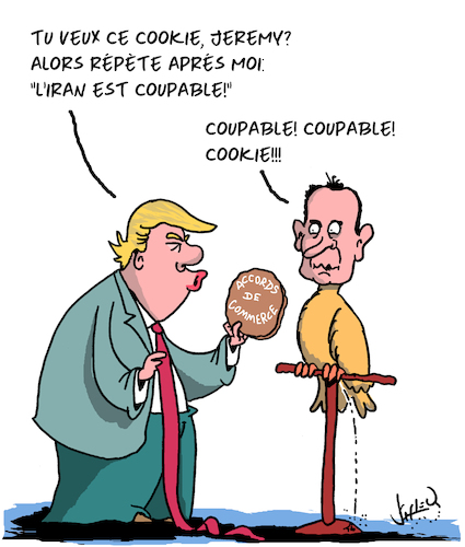 Cartoon: Coupable! (medium) by Karsten Schley tagged donald,trump,jeremy,hunt,moyen,orient,iran,politique,arabie,saoudite,guerre,business,donald,trump,jeremy,hunt,moyen,orient,iran,politique,arabie,saoudite,guerre,business