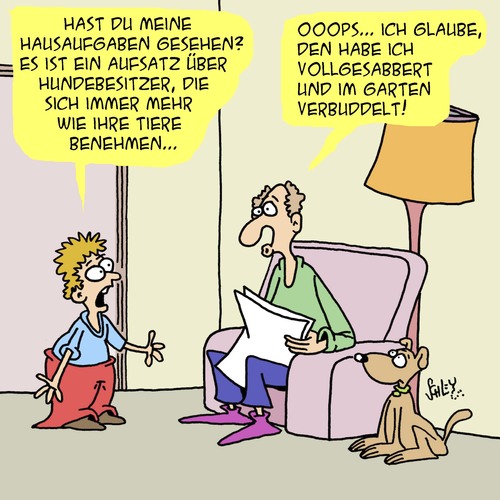 Cartoon: Da wird er zum Tier! (medium) by Karsten Schley tagged familie,kinder,tiere,haustiere,hunde,schule,hausaufgaben,bildung,familie,kinder,tiere,haustiere,hunde,schule,hausaufgaben,bildung