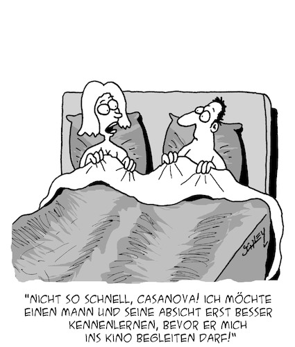 Cartoon: Dame mit Prinzipien (medium) by Karsten Schley tagged dating,männer,frauen,liebe,prinzipien,beziehungen,singles,gesellschaft,dating,männer,frauen,liebe,prinzipien,beziehungen,singles,gesellschaft