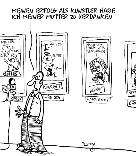 Cartoon: Danke Mama! (medium) by Karsten Schley tagged eltern,kinder,kultur,mütter,söhne,erfolg,kunst,malerei,museen,erbe,familie,liebe,gesellschaft,eltern,kinder,kultur,mütter,söhne,erfolg,kunst,malerei,museen,erbe,familie,liebe,gesellschaft