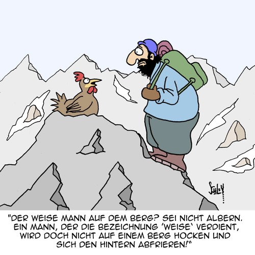 Cartoon: DAS ist weise! (medium) by Karsten Schley tagged intellektuelle,weisheit,erleuchtung,natur,esoterik,sekten,religion,berge,tiere,glaube,intellektuelle,weisheit,erleuchtung,natur,esoterik,sekten,religion,berge,tiere,glaube