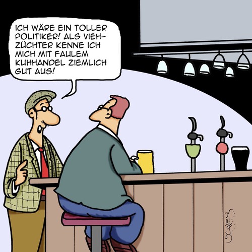 Cartoon: DAS kann er auch!! (medium) by Karsten Schley tagged politik,demokratie,politiker,diplomatie,kuhhandel,parteien,europa,deutschland,viehhandel,bars,pubs,politik,demokratie,politiker,diplomatie,kuhhandel,parteien,europa,deutschland,viehhandel,bars,pubs