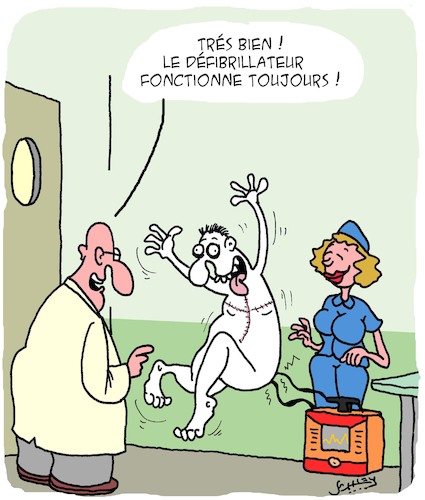 Cartoon: Defibrillateur (medium) by Karsten Schley tagged hopitaux,infirmieres,sante,patients,mort,medecins,hopitaux,infirmieres,sante,patients,mort,medecins