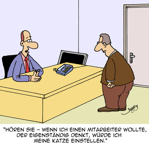 Cartoon: Denken (medium) by Karsten Schley tagged manager,büro,business,wirtschaft,arbeitgeber,arbeitnehmer,denken,eigenständigkeit,personalmanagement,manager,büro,business,wirtschaft,arbeitgeber,arbeitnehmer,denken,eigenständigkeit,personalmanagement