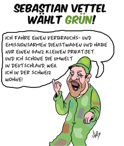 Cartoon: Der grüne Herr Vettel (medium) by Karsten Schley tagged vettel,glaubwürdigkeit,formel1,wahlen,politik,privatjets,emissionen,klima,treibstoff,prominente,steuern,gesellschaft,medien,unterhaltung,sport,deutschland,vettel,glaubwürdigkeit,formel1,wahlen,politik,privatjets,emissionen,klima,treibstoff,prominente,steuern,gesellschaft,medien,unterhaltung,sport,deutschland