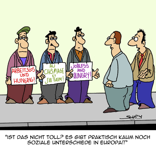 Cartoon: Der kleine Unterschied (medium) by Karsten Schley tagged soziales,europa,unterschiede,arbeit,arbeitslosigkeit,jobs,wirtschaft,business,armut,soziales,europa,unterschiede,arbeit,arbeitslosigkeit,jobs,wirtschaft,business,armut