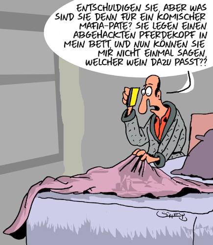 Cartoon: Der Pate... (medium) by Karsten Schley tagged mafia,verbrechen,filme,kultur,literatur,medien,ernährung,gastronomie,wein,tiere,pferde,gesellschaft,mafia,verbrechen,filme,kultur,literatur,medien,ernährung,gastronomie,wein,tiere,pferde,gesellschaft