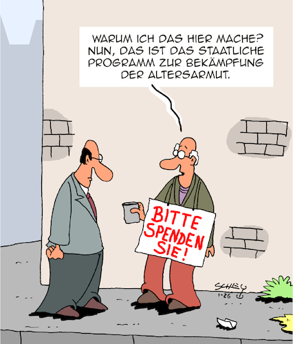 Cartoon: Der Staat hilft! (medium) by Karsten Schley tagged staat,regierung,armut,politik,renten,altersarmut,soziales,einkommen,lebenshaltungskosten,gesellschaft,staat,regierung,armut,politik,renten,altersarmut,soziales,einkommen,lebenshaltungskosten,gesellschaft