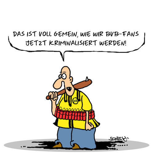 Cartoon: Die armen Fans... (medium) by Karsten Schley tagged sport,fußball,bvb,dortmund,hooligans,hass,gewalt,ausschreitungen,bundesliga,gesellschaft,deutschland,europa,sport,fußball,bvb,dortmund,hooligans,hass,gewalt,ausschreitungen,bundesliga,gesellschaft,deutschland,europa