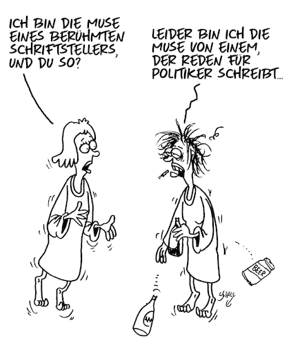 Cartoon: Die Musen (medium) by Karsten Schley tagged medien,literatur,schriftsteller,schriftstellerinnen,musen,reden,politiker,redenschreiber,gesellschaft,medien,literatur,schriftsteller,schriftstellerinnen,musen,reden,politiker,redenschreiber,gesellschaft