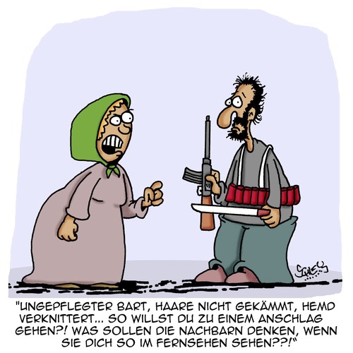 Cartoon: Die Nachbarn... (medium) by Karsten Schley tagged verbrechen,anschläge,demokratie,terrorismus,terror,politik,nachbarschaft,mode,familien,sicherheit,religion,politik,terror,terrorismus,demokratie,anschläge,verbrechen,sicherheit,familien,mode,nachbarschaft,religion