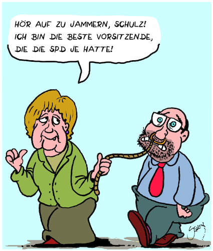 Cartoon: Die Vorsitzende (medium) by Karsten Schley tagged spd,cdu,merkel,schulz,groko,koalition,politik,regierung,deutschland,europa,spd,cdu,merkel,schulz,groko,koalition,politik,regierung,deutschland,europa