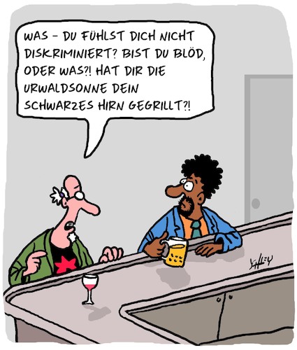 Cartoon: Diskriminierung (medium) by Karsten Schley tagged diskriminierung,rassismus,bigotterie,scheinheiligkeit,politik,soziales,gesellschaft,diskriminierung,rassismus,bigotterie,scheinheiligkeit,politik,soziales,gesellschaft