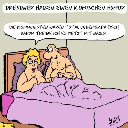 Cartoon: Dresdner Humor (medium) by Karsten Schley tagged politik,nazis,demokratie,aufmärsche,gesellschaft,rechtsextremismus,dresden,deutschland,europa,holocaust,geschichte,geschichtsleugnung,politik,nazis,demokratie,aufmärsche,gesellschaft,rechtsextremismus,dresden,deutschland,europa,holocaust,geschichte,geschichtsleugnung