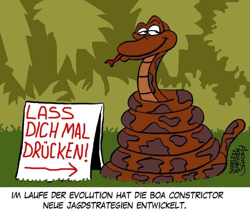 Cartoon: Drücken (medium) by Karsten Schley tagged natur,tiere,umwelt,evolution,jagd,jagdverhalten,nahrung,ernährung,liebe,natur,tiere,umwelt,evolution,jagd,jagdverhalten,nahrung,ernährung,liebe