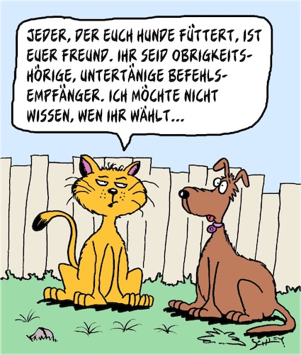 Cartoon: Du HUND!! (medium) by Karsten Schley tagged tiere,hunde,katzen,wahlen,politik,obrigkeitshörigkeit,folgsamkeit,widerspruch,hundefutter,gesellschaft,deutschalnd,tiere,hunde,katzen,wahlen,politik,obrigkeitshörigkeit,folgsamkeit,widerspruch,hundefutter,gesellschaft,deutschalnd