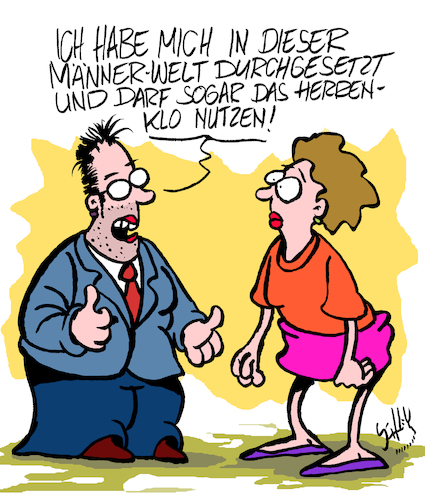 Cartoon: Durchsetzung (medium) by Karsten Schley tagged frauen,männer,durchsetzungsvermögen,gleichberechtigung,arbeit,arbeitgeber,arbeitnehmer,karriere,wirtschaft,business,gesellschaft,frauen,männer,durchsetzungsvermögen,gleichberechtigung,arbeit,arbeitgeber,arbeitnehmer,karriere,wirtschaft,business,gesellschaft