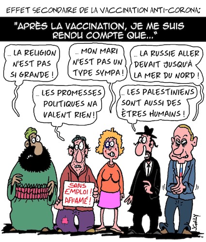 Cartoon: Effet Secondaire (medium) by Karsten Schley tagged politique,sante,corona,covid19,vaccination,effets,secondaires,politique,sante,corona,covid19,vaccination,effets,secondaires