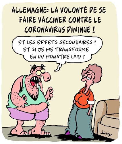 Cartoon: Effets Secondaires (medium) by Karsten Schley tagged coronavirus,sante,vaccination,science,recherche,vaccin,politique,allemagne,societe,coronavirus,sante,vaccination,science,recherche,vaccin,politique,allemagne,societe