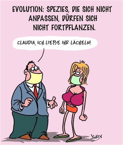 Cartoon: Ein Kavalier! (medium) by Karsten Schley tagged männer,frauen,fortpflanzung,evolution,begierde,schwindel,masken,beziehungen,gesellschaft,männer,frauen,sex,fortpflanzung,evolution,begierde,schwindel,masken,beziehungen,gesellschaft