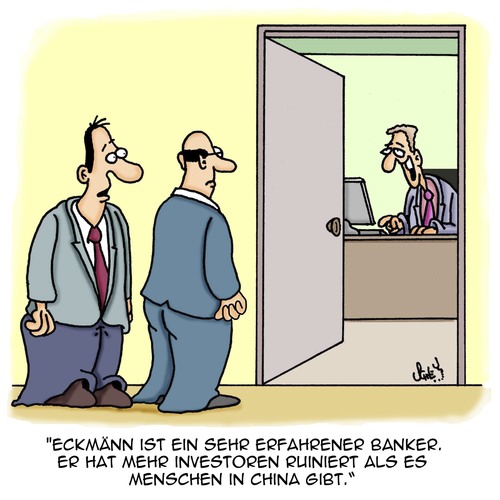 Cartoon: Ein Mann mit Erfahrung (medium) by Karsten Schley tagged banken,banker,investments,sparen,sparer,investoren,geldanlage,geld,business,wirtschaft,banken,banker,investments,sparen,sparer,investoren,geldanlage,geld,business,wirtschaft