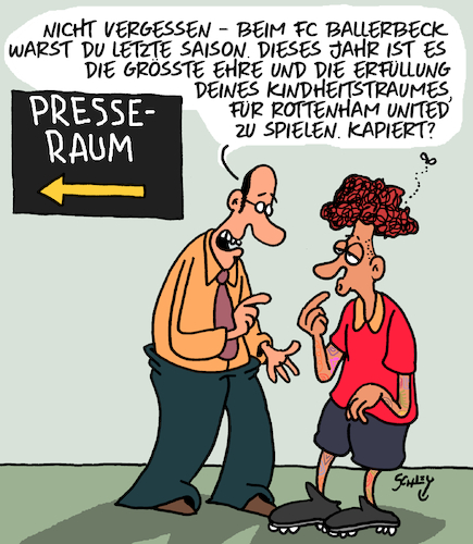 Cartoon: Ein Traum! (medium) by Karsten Schley tagged fußball,fußballprofis,gehälter,legionäre,bundesliga,medien,profite,fußballvereine,sport,gesellschaft,fußball,fußballprofis,gehälter,legionäre,bundesliga,medien,profite,fußballvereine,sport,gesellschaft