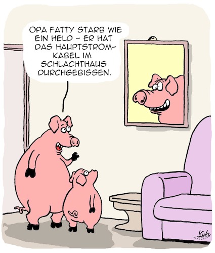 Cartoon: Ein wahrer Held (medium) by Karsten Schley tagged tiere,ernährung,massentierhaltung,industrie,widerstand,business,familien,jugend,kinder,gesellschaft,tiere,ernährung,massentierhaltung,industrie,widerstand,business,familien,jugend,kinder,gesellschaft