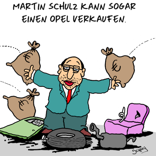 Cartoon: Ein Wunder (medium) by Karsten Schley tagged politik,opel,austos,spd,schulz,wahlen,deutschland,europa,politik,opel,austos,spd,schulz,wahlen,deutschland,europa