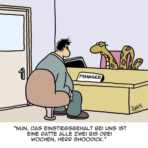 Cartoon: Einstieg (medium) by Karsten Schley tagged wirtschaft,business,jobs,gehälter,einkommen,lohn,büro,industrie,arbeitgeber,arbeitnehmer,manager,wirtschaft,business,jobs,gehälter,einkommen,lohn,büro,industrie,arbeitgeber,arbeitnehmer,manager