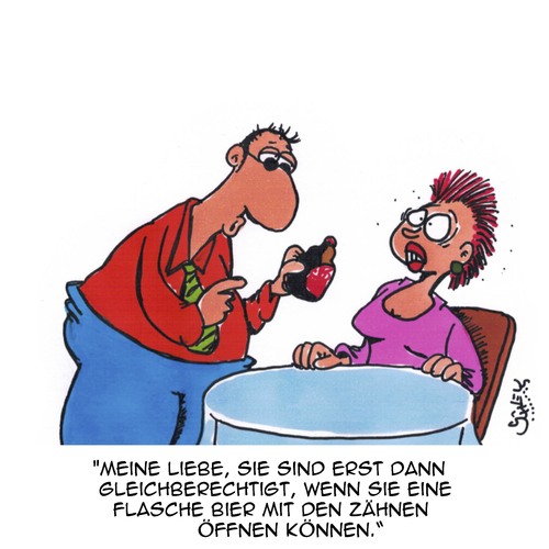 Cartoon: Emanzipation (medium) by Karsten Schley tagged männer,frauen,gleichberechtigung,politik,gesellschaft,kneipen,bars,bier,männer,frauen,gleichberechtigung,politik,gesellschaft,kneipen,bars,bier