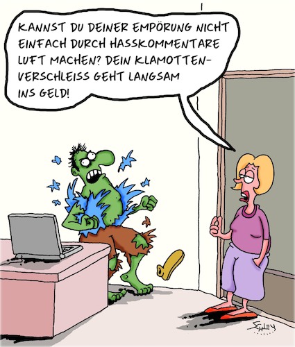 Cartoon: Empörend!! (medium) by Karsten Schley tagged empörung,bigotterie,facebook,hasskommentare,meinungsfreiheit,politik,religion,gesellschaft,empörung,bigotterie,facebook,hasskommentare,meinungsfreiheit,politik,religion,gesellschaft