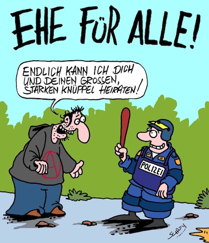 Cartoon: Endlich! (medium) by Karsten Schley tagged ehe,liebe,heirat,beziehungen,männer,frauen,familien,gesetze,deutschland,politik,gesellschaft,ehe,liebe,heirat,beziehungen,männer,frauen,familien,gesetze,deutschland,politik,gesellschaft