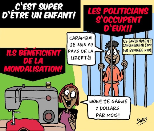 Cartoon: Enfants... (medium) by Karsten Schley tagged jeunesse,enfants,politique,politicians,esclavage,exploitation,capitalisme,jeunesse,enfants,politique,politicians,esclavage,exploitation,capitalisme